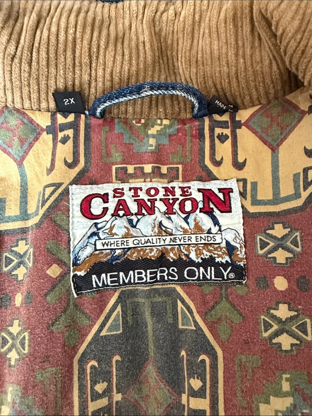 Vintage 90s Members Only Stone Canyon Denim Bomber Jacket Corduroy Trim 2X